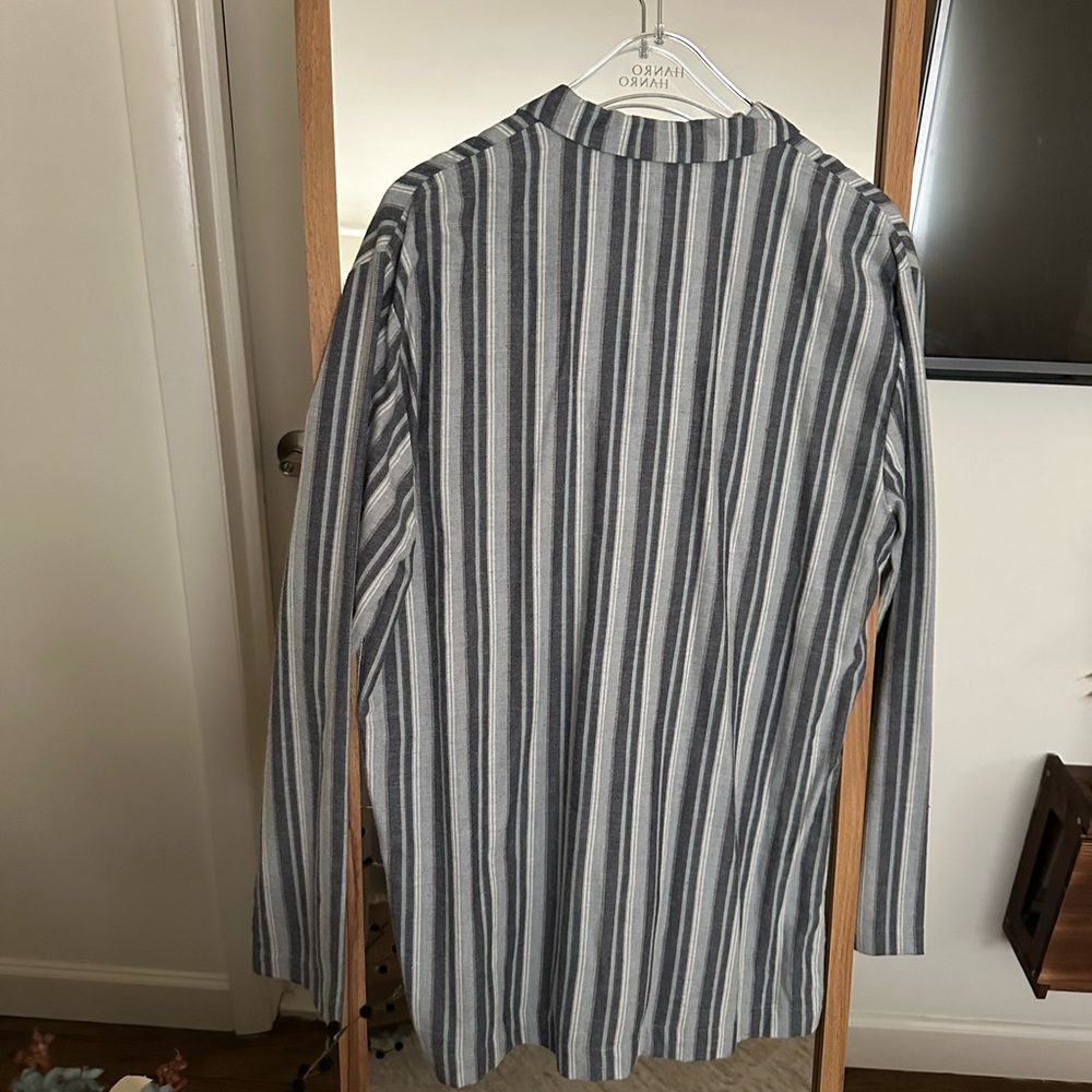 Striped Gray Button-Up Jacket - image 2